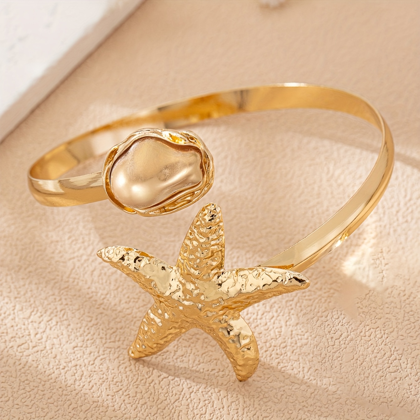 Bohemian Starfish Openwork Baroque Arm Cuff, Summer Style